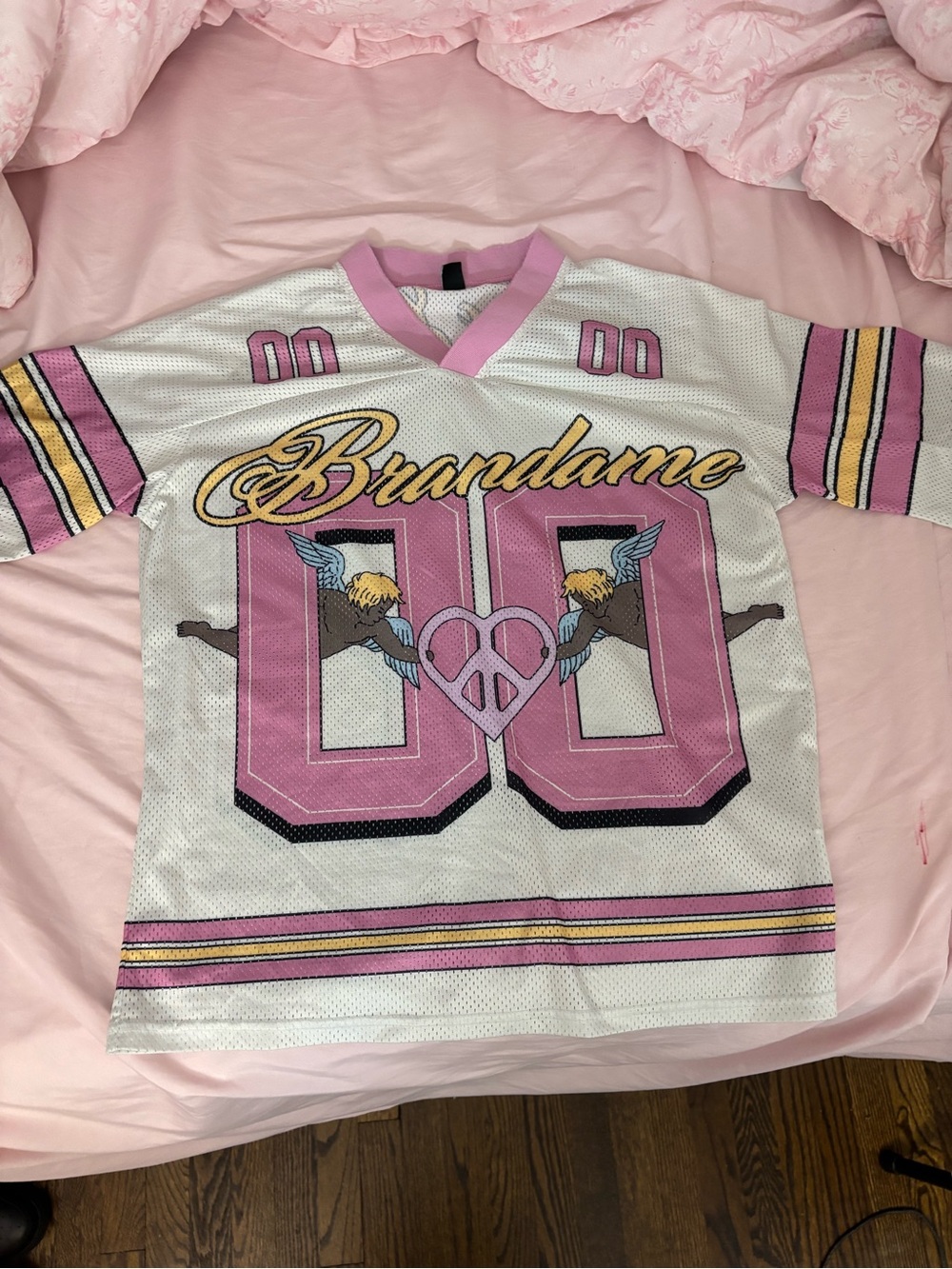 NFINITY Pink and White Printed Mesh Jersey